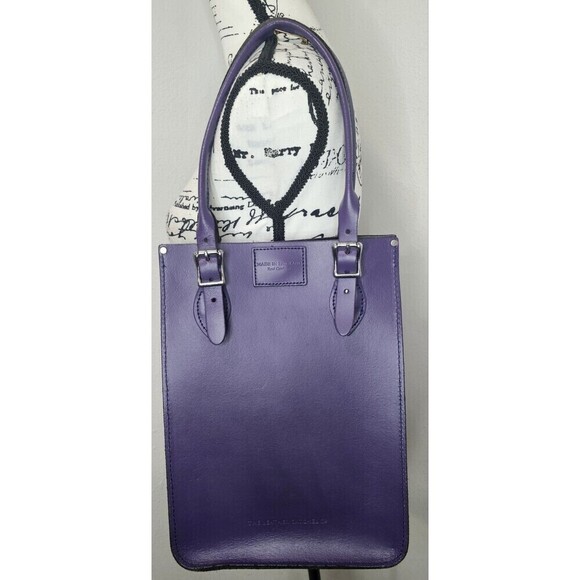 The Leather Satchel Co. Handbags - The Leather Satchel Company Deep Purple Mini Tote Made In UK 12.5"x9" Adj Handle
